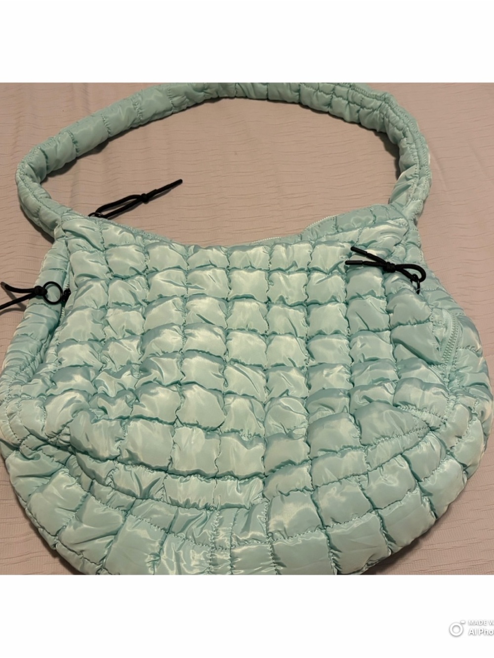 Light Mint/Blue Quilted Shoulder Bag - FP Dupe